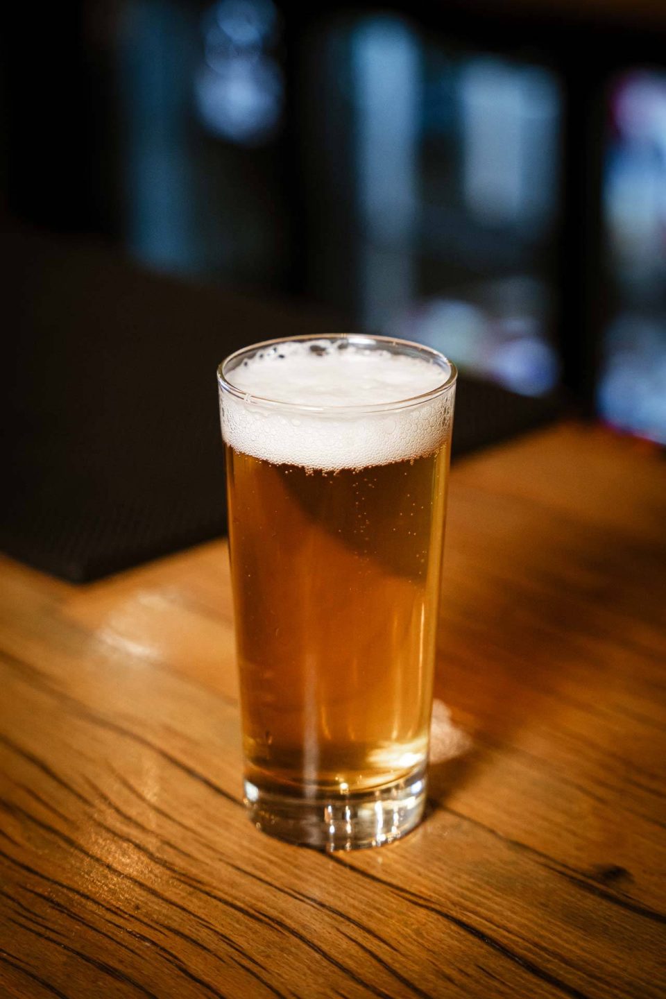 Ice-cold draft beer at the bar